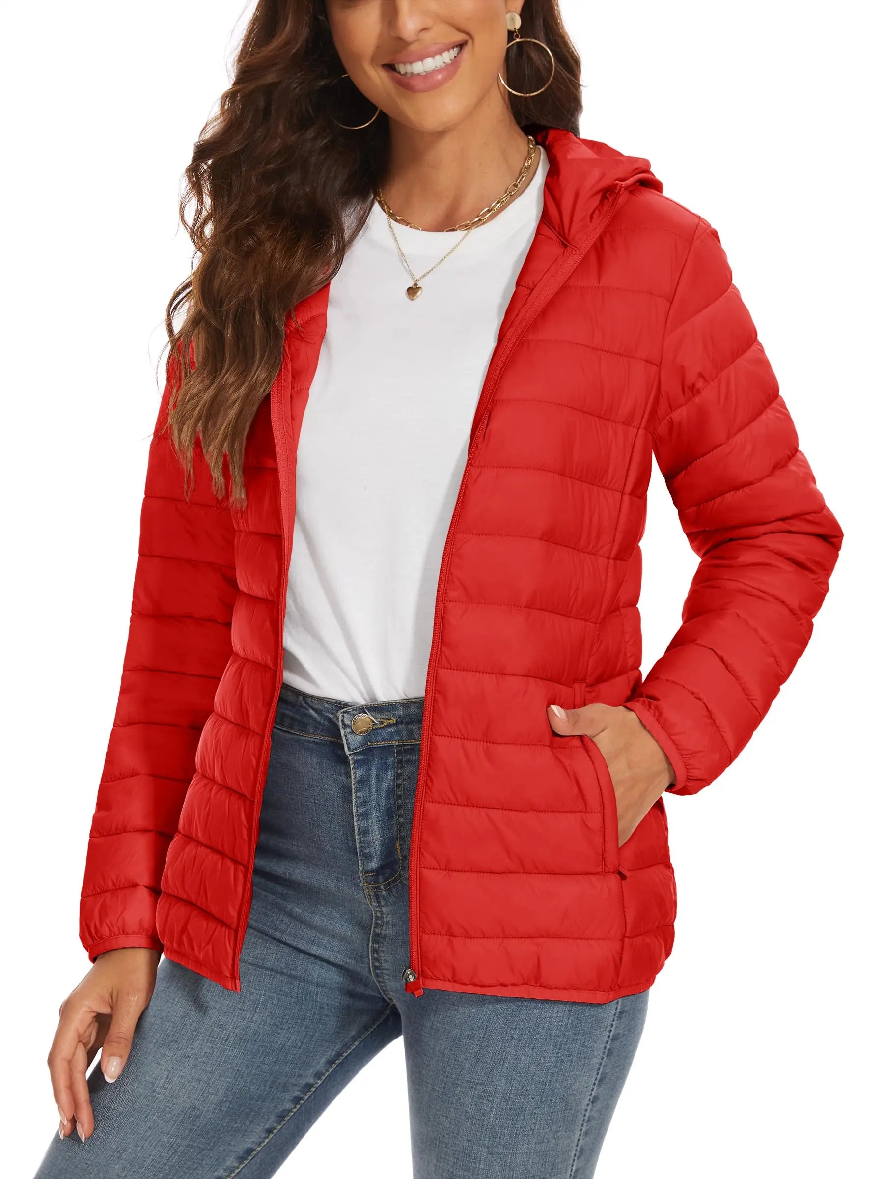 Women's Winter Puffer Jacket – Lightweight, Water-Resistant, Padded Hoodie for Outdoor Activities, Camping, and Cold Weather Outerwear