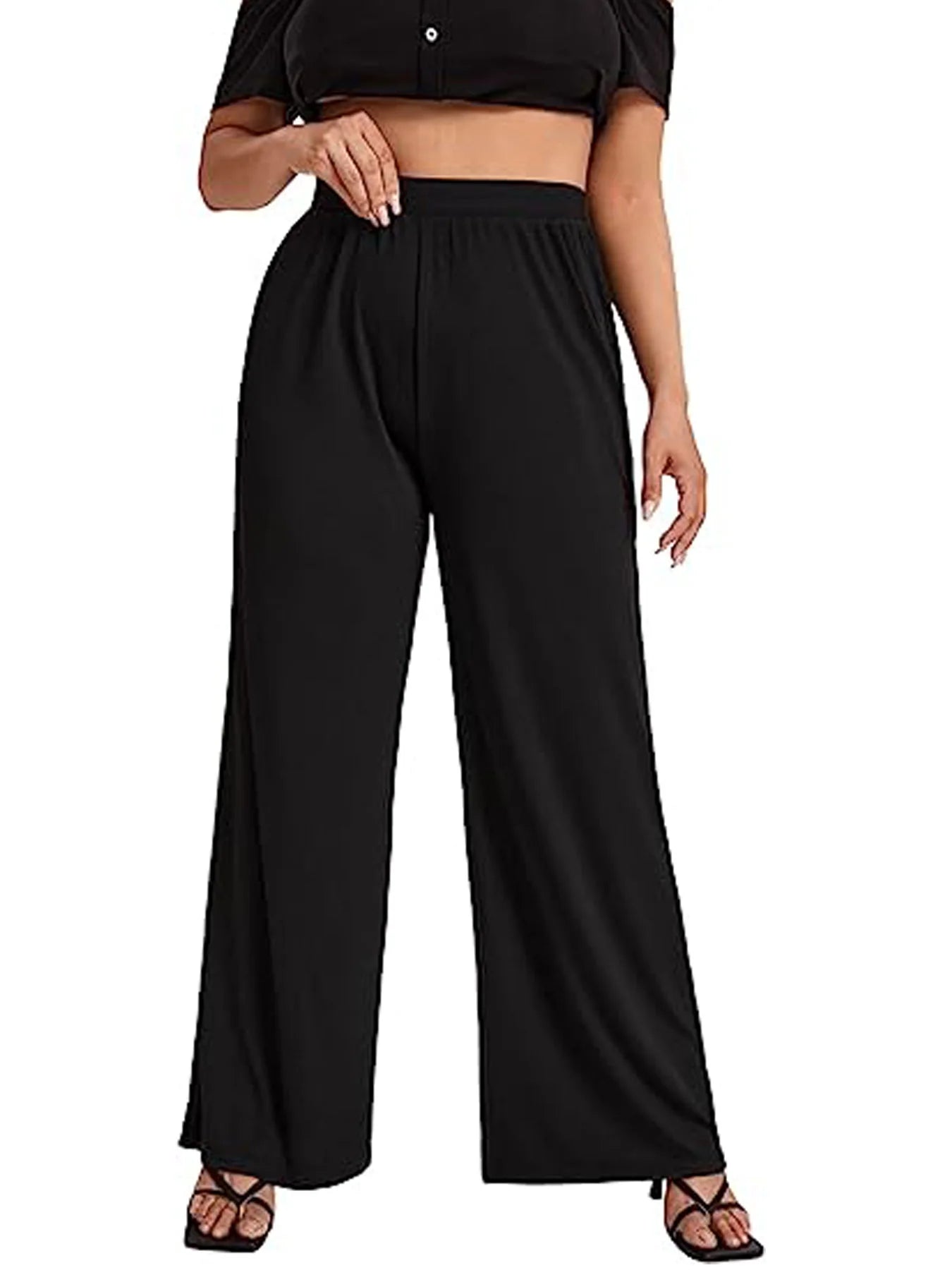 Women's Summer 2024 New Plus-Size Knitted Wide-Legged Pants