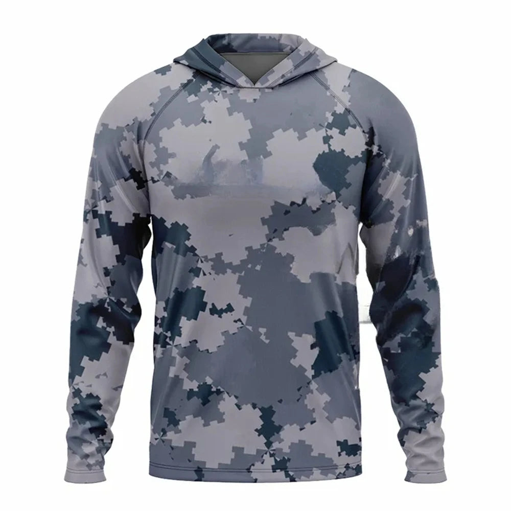 Fishing Camouflage Hoodie Men Clothes Summer Breathable Long Sleeve Fishing Shirt 4XL