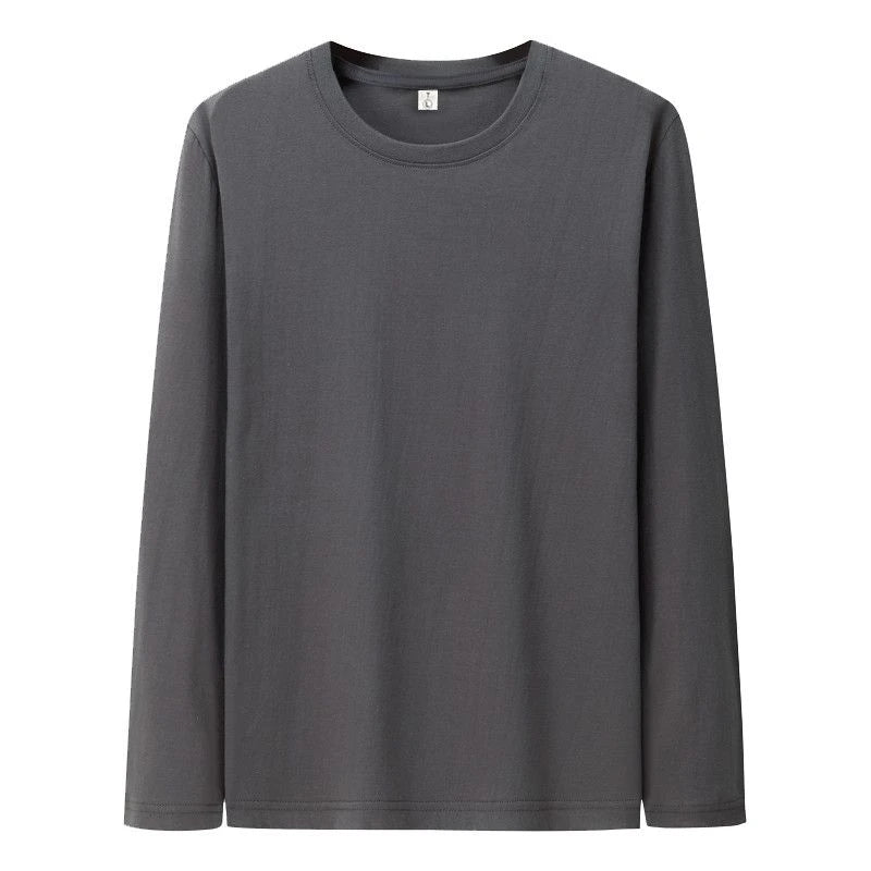 Men's Cotton Long Sleeve T-Shirt – Soft, Solid Color Casual Tee