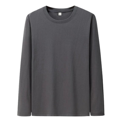 Men's Cotton Long Sleeve T-Shirt – Soft, Solid Color Casual Tee