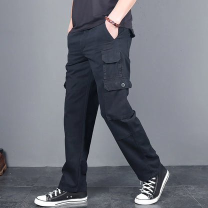 Men's Cargo Pants Fashion Loose Solid Color Straight Cylinder