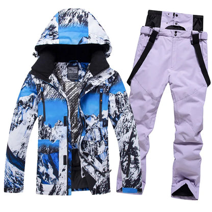 New Men Women Snow Wear Waterproof Ski Suit Set Outdoor Fashion