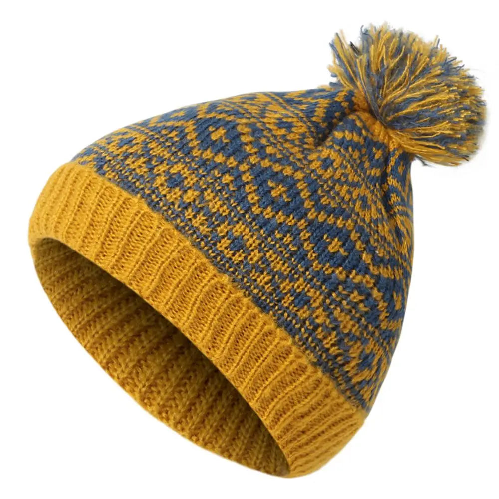 Ski Hat Winter Warm Mens Knitted Beanie Cap Pom Pom Hat