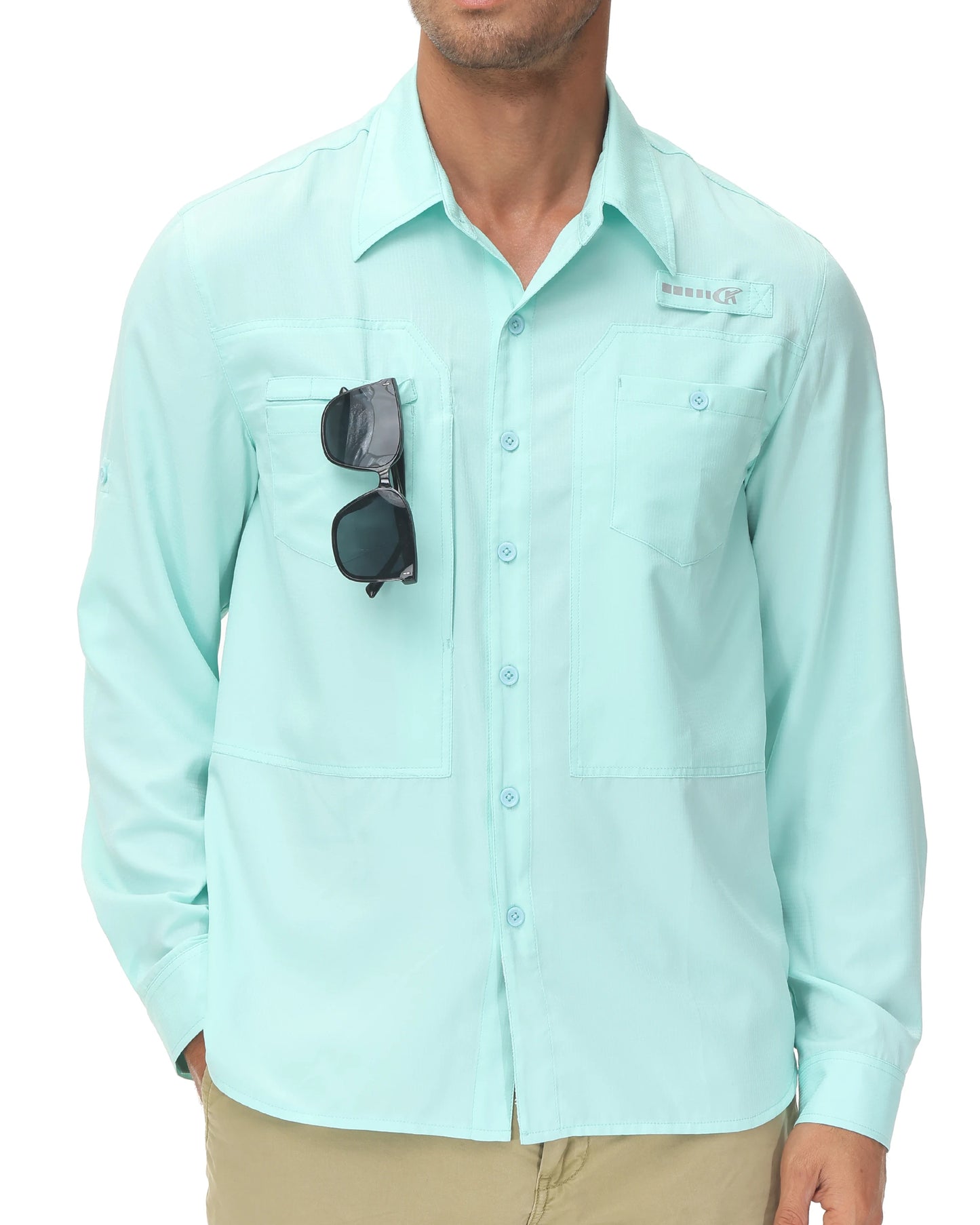 Men's UPF 50+ Long Sleeve Fishing Shirt with Zipper Pocket