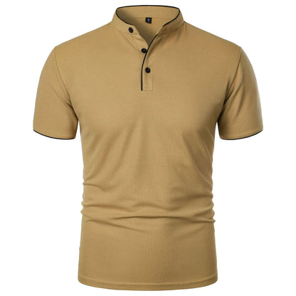 Summer Men's Short Sleeve Collar T-Shirts Solid Color Polo Shirt