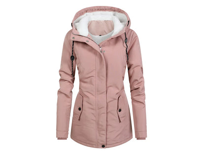 Winter Women Warm Parkas Hooded Retro Thick Plush Coats