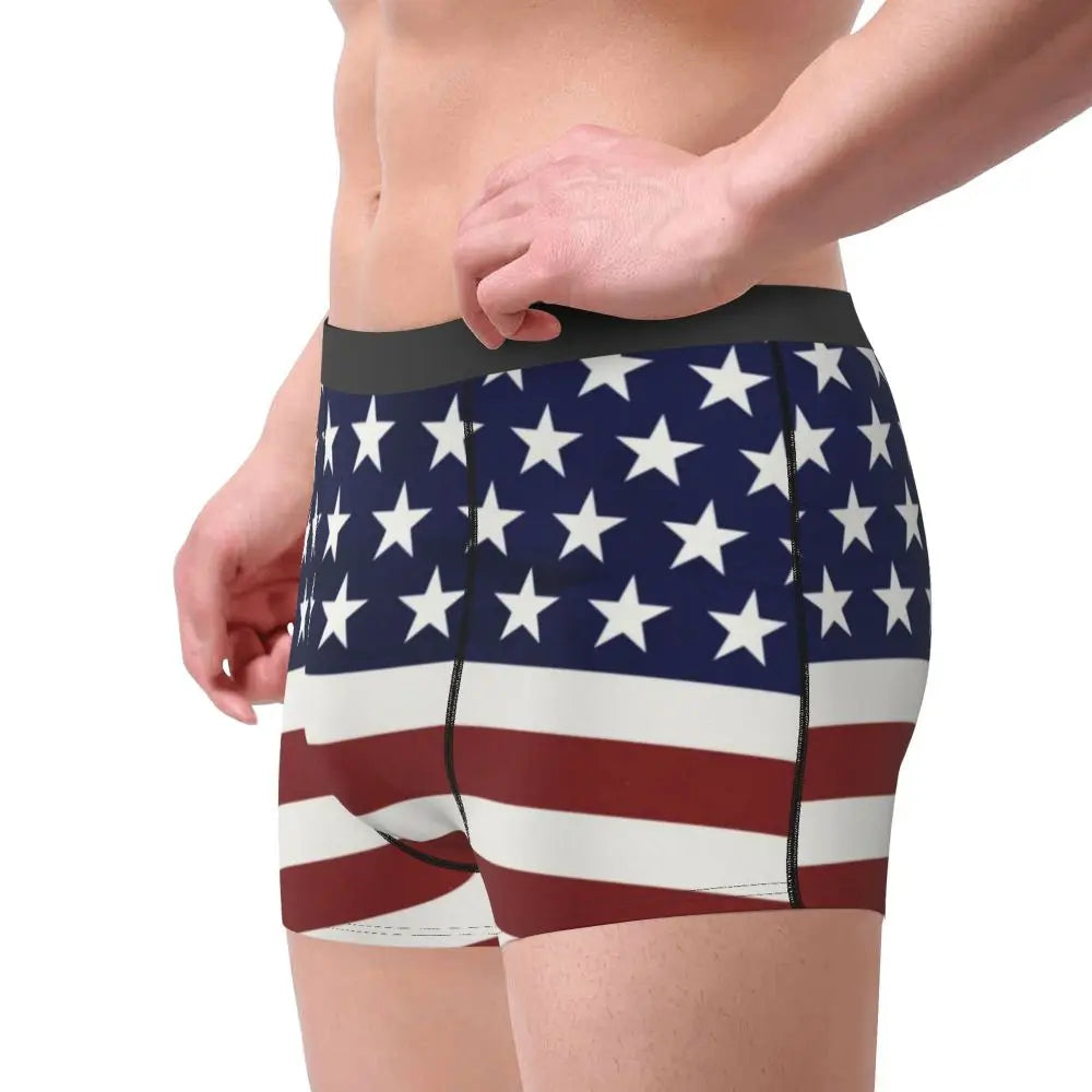 4th Of July American USA Flag Underwear 3D Pouch Boxers