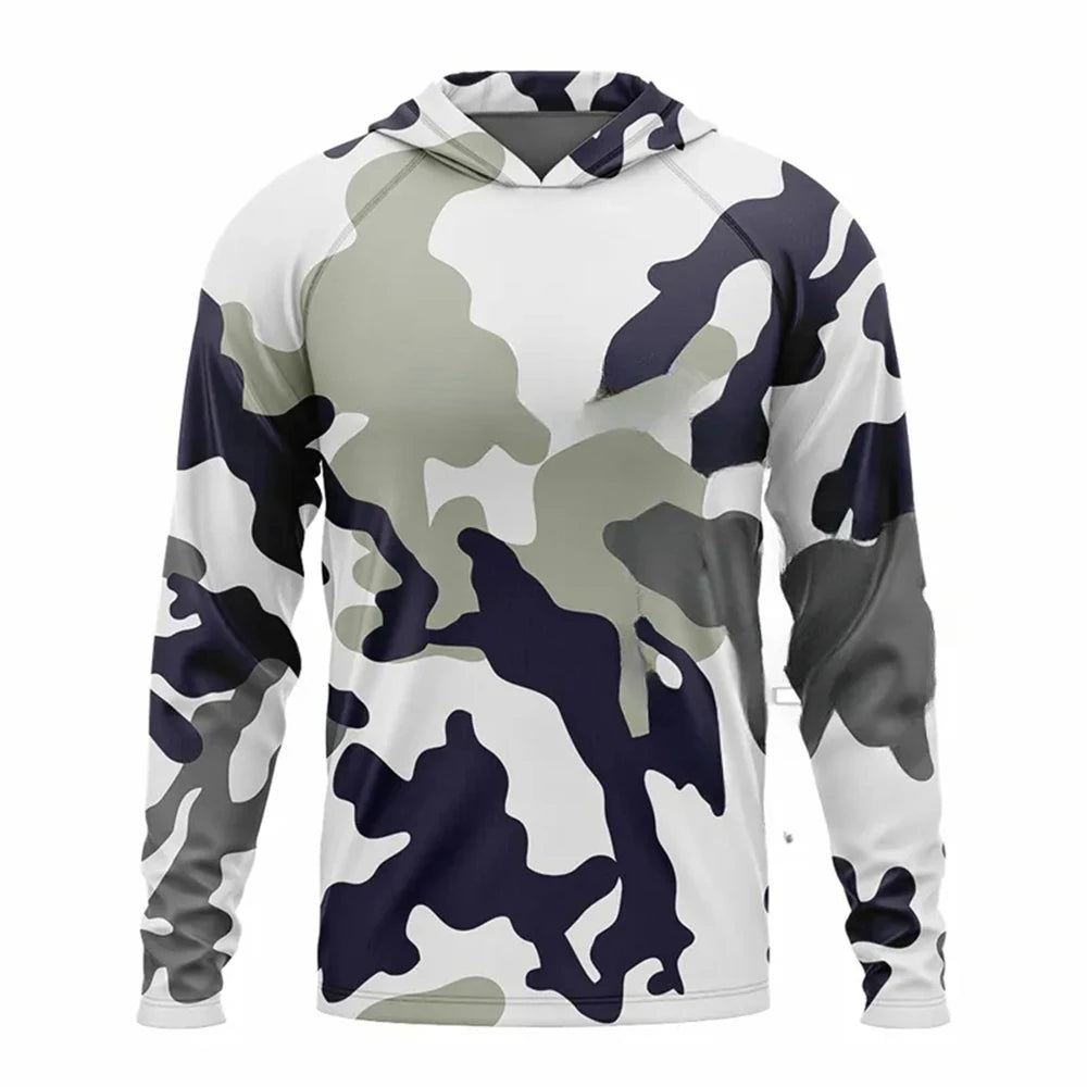 Fishing Camouflage Hoodie Men Clothes Summer Breathable Long Sleeve Fishing Shirt 4XL