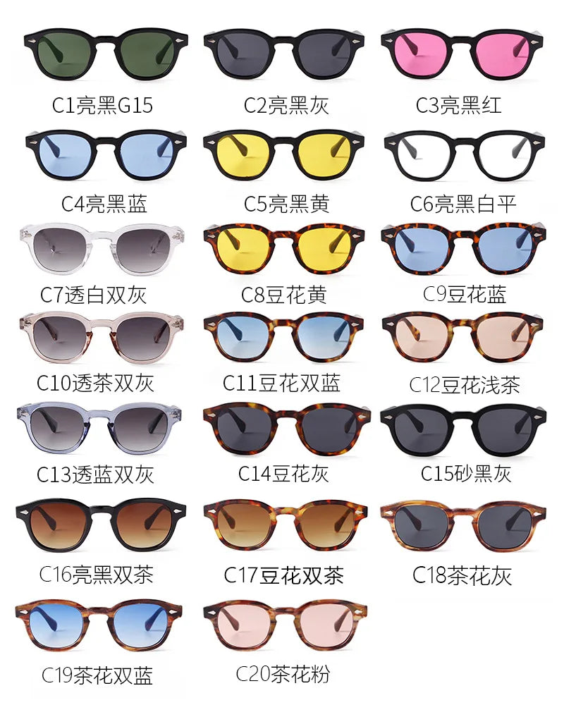 Unisex Vintage Shell Round Sunglasses