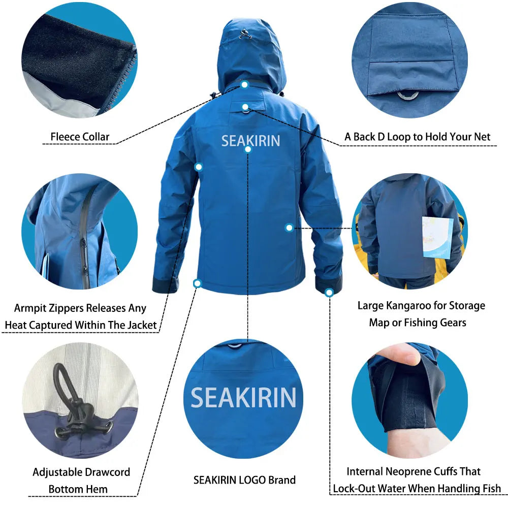 3L Waterproof Breathable Rain Wading Jacket for Hiking