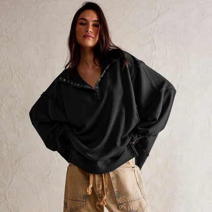 Oversized Women's Sweatshirt Slit Lantern Sleeve Tops Fall