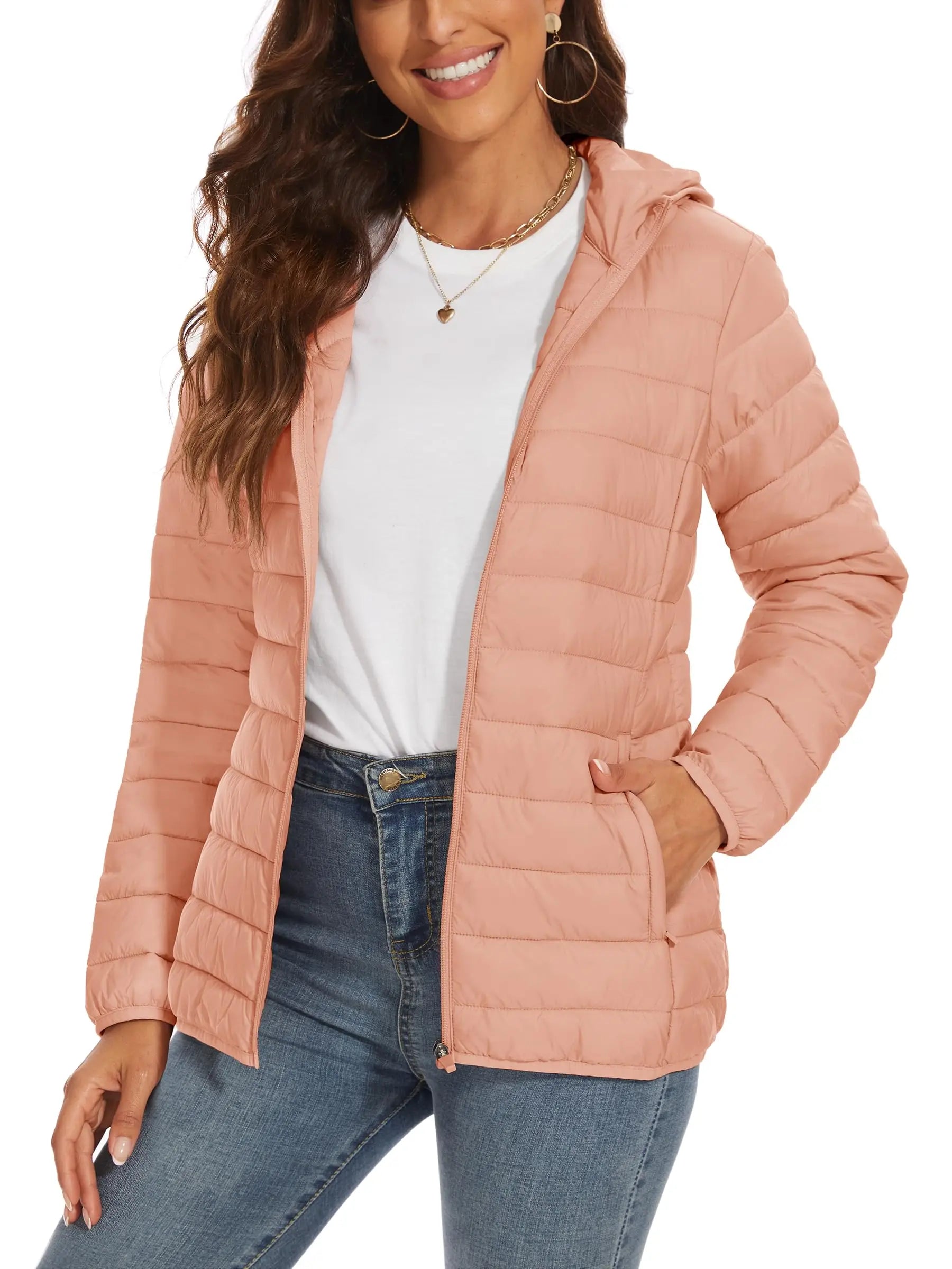 Women's Winter Puffer Jacket – Lightweight, Water-Resistant, Padded Hoodie for Outdoor Activities, Camping, and Cold Weather Outerwear