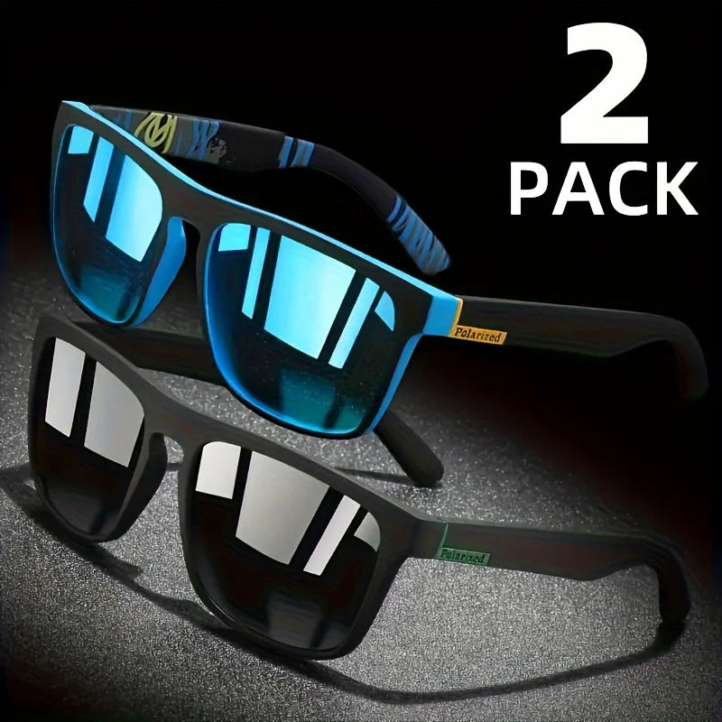 2pcs Square Polarized Sunglasses Anti Glare Sun Shades