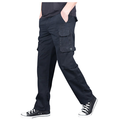 Men's Cargo Pants Fashion Loose Solid Color Straight Cylinder