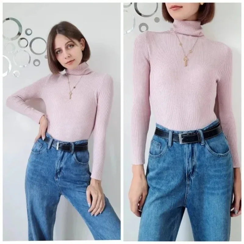 Bornladies Basic Turtleneck Women Sweaters Autumn Winter Tops