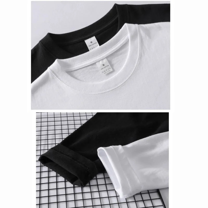 Spring Autumn Casual Long Sleeve T-Shirts Men Women Solid Cotton O-Neck Tops 4XL Plus Size Tees