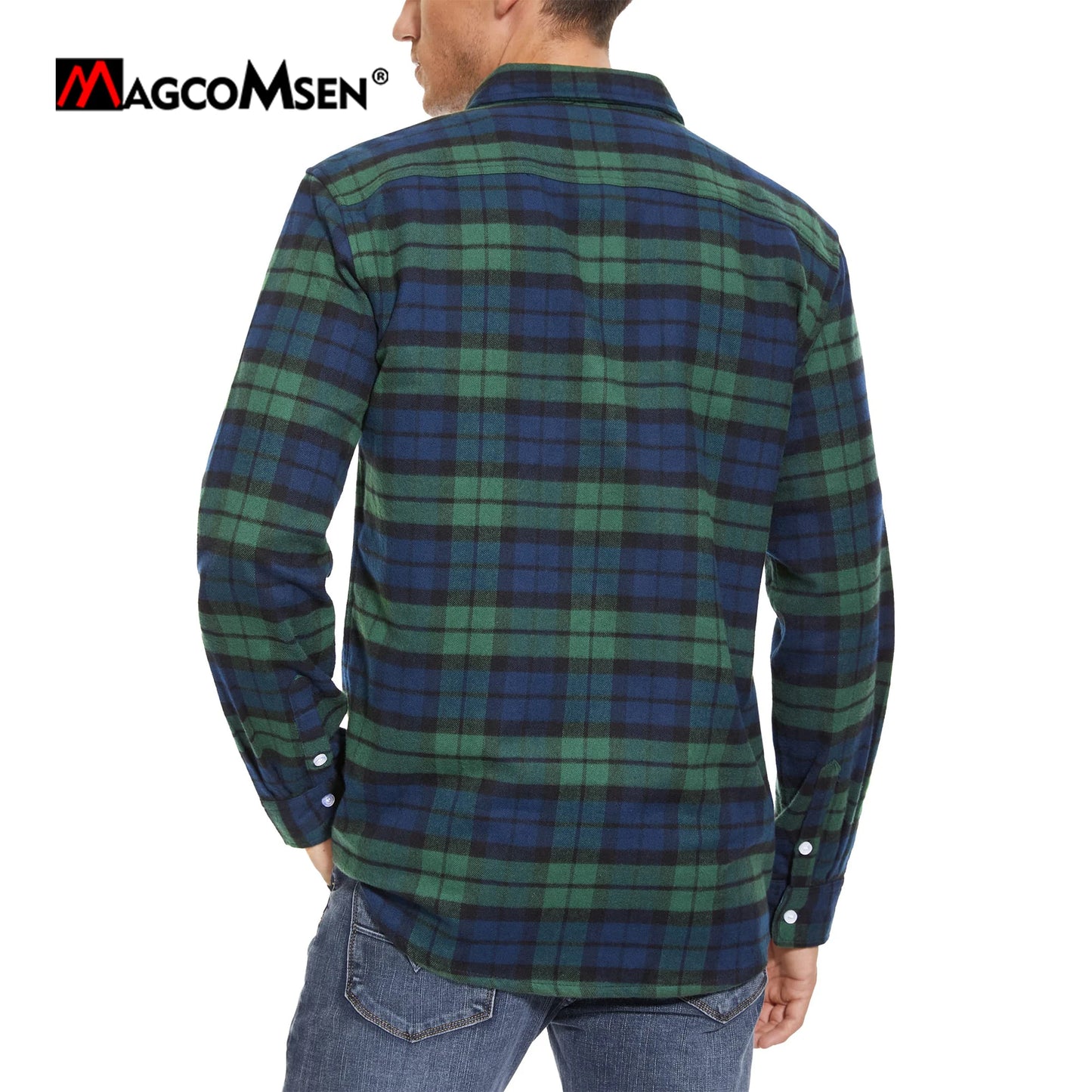 MAGCOMSEN Autumn Windproof Men's Flannel Shirt Warm Casual