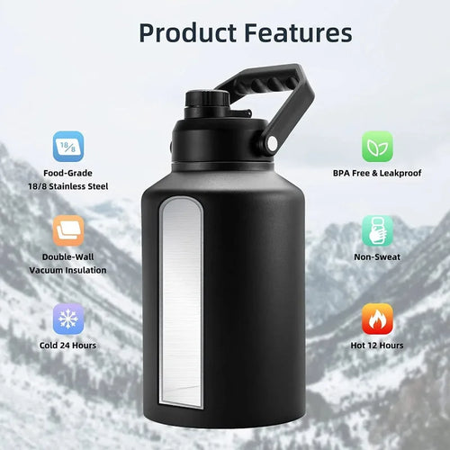128oz Insulated Water Bottle, BPA-Free Jug