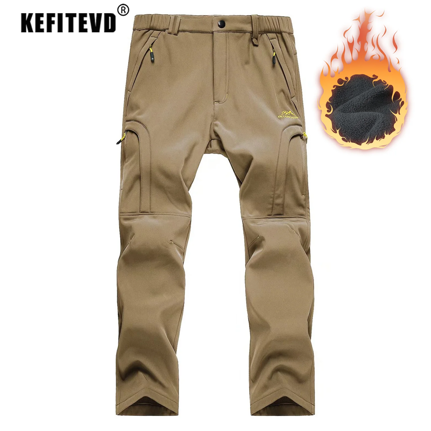 Men's Winter Soft Shell Ski Pants – Waterproof, Fleece-Lined, and Windproof Thermal Trousers for Outdoor Activities, Hiking, and Camping