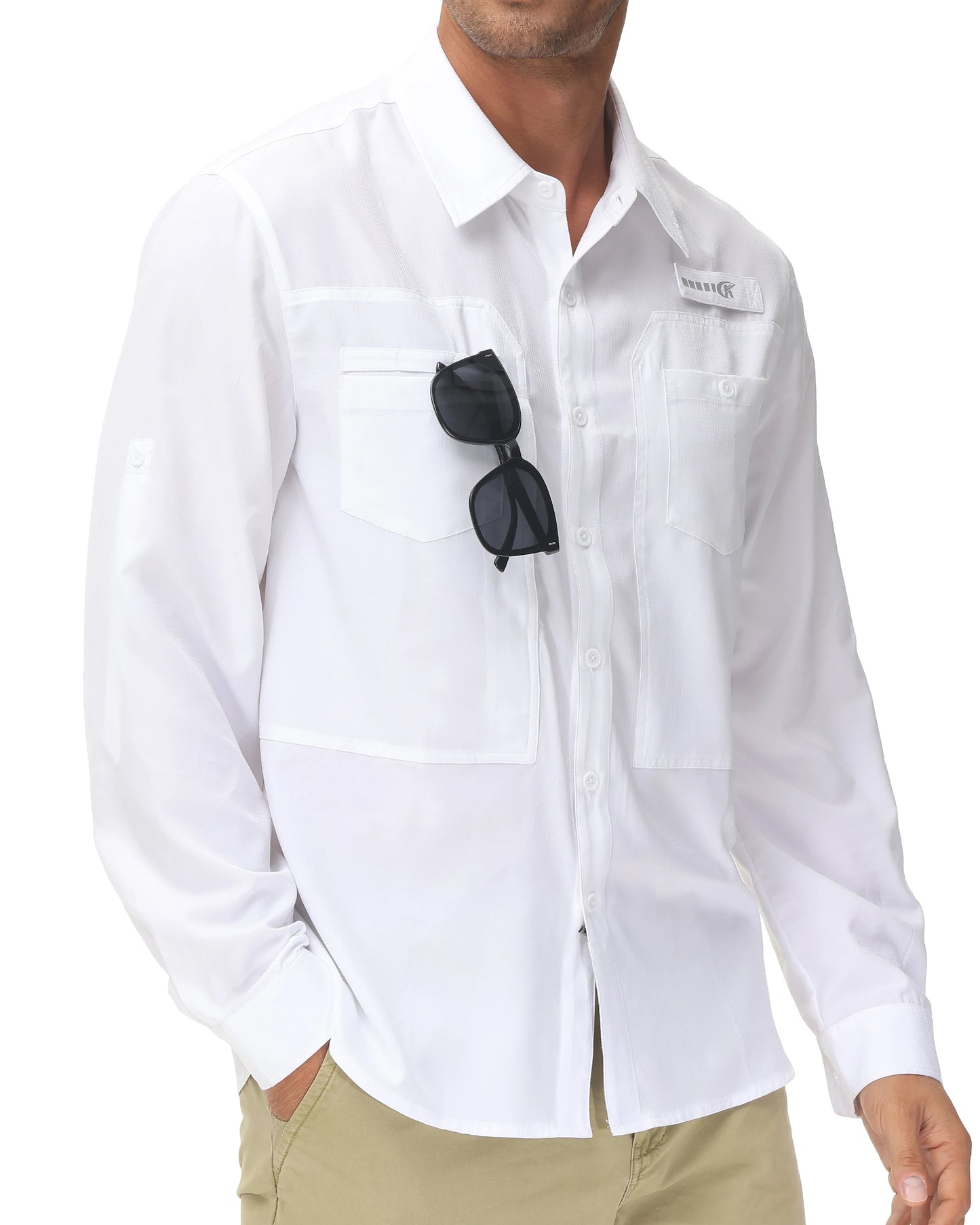 Men's UPF 50+ Long Sleeve Fishing Shirt with Zipper Pocket