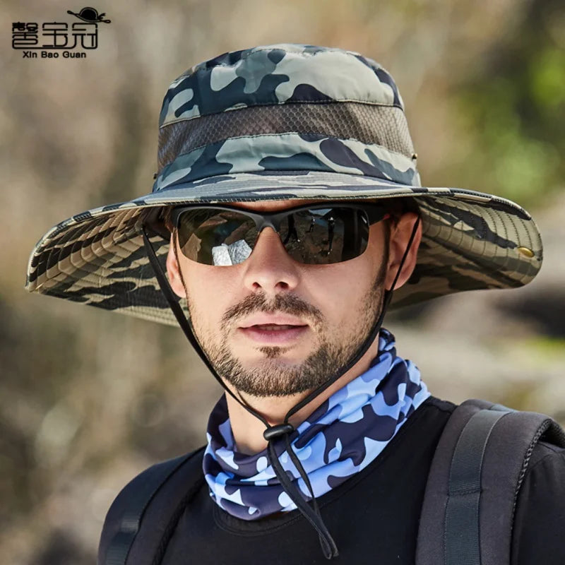 Summer Men Breathable Sun Hat Outdoor Traveling Fishing Hat