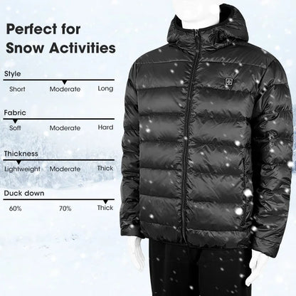 Winter Men's USB Electric Rechargeable Heated Down Jacket