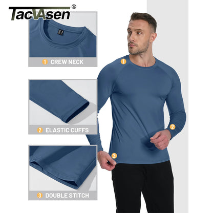 Fleece Lined T Shirts Mens Thermal Pullover Tops