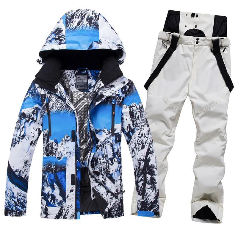 New Men Women Snow Wear Waterproof Ski Suit Set Outdoor Fashion