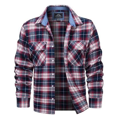 MAGCOMSEN Men's Plaid Flannel Shirts Long Sleeves Casual Cotton