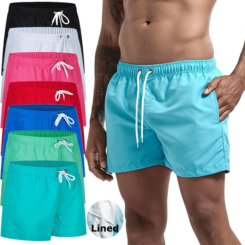 Mens Swim Trunks with Mesh Lining Side Pockets Quick Dry