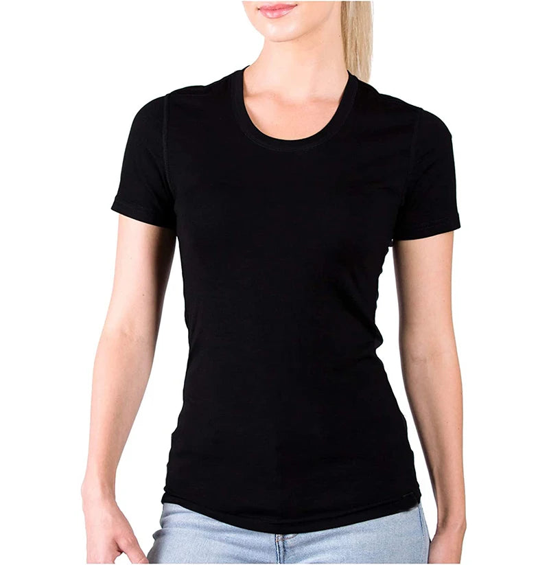 100% Merino Wool T Shirt Women Slim Fit Base Layer Tee