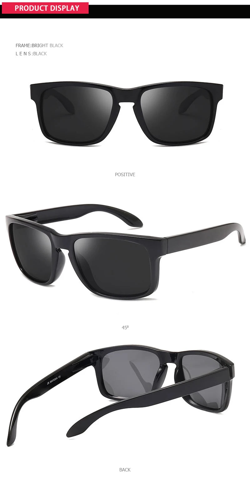 Classic Fashion Square Polarized Sunglasses Men Women Stylish Black UV400