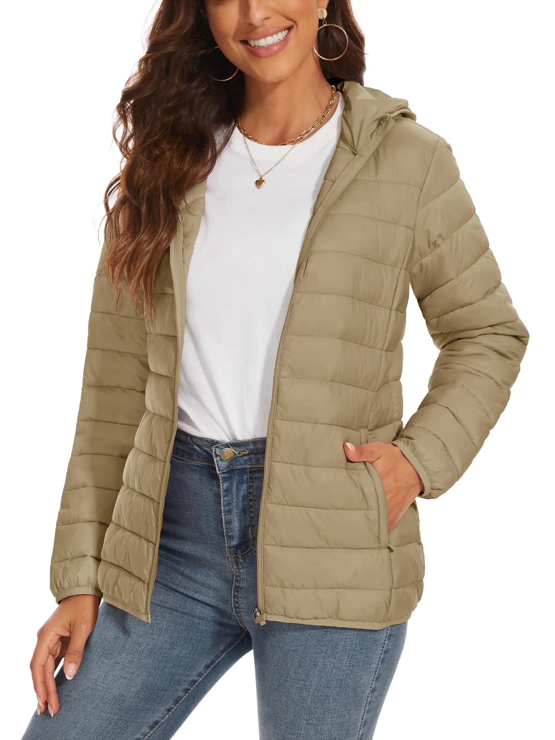 Women's Winter Puffer Jacket – Lightweight, Water-Resistant, Padded Hoodie for Outdoor Activities, Camping, and Cold Weather Outerwear