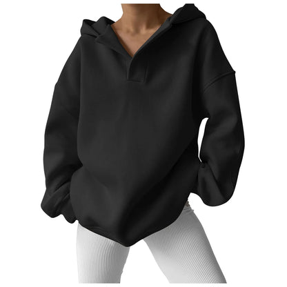 Women'S V Neck Oversized Hoodie With Pocket Fashion Trend