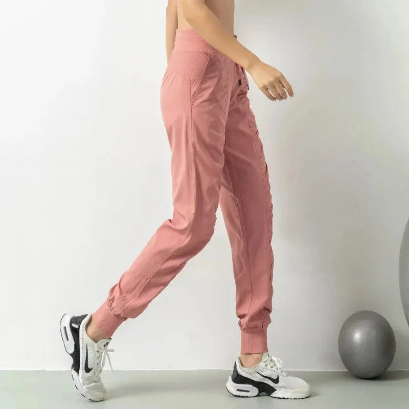 Fabric Drawstring Joggers Women Quick Dry Athletic Pants