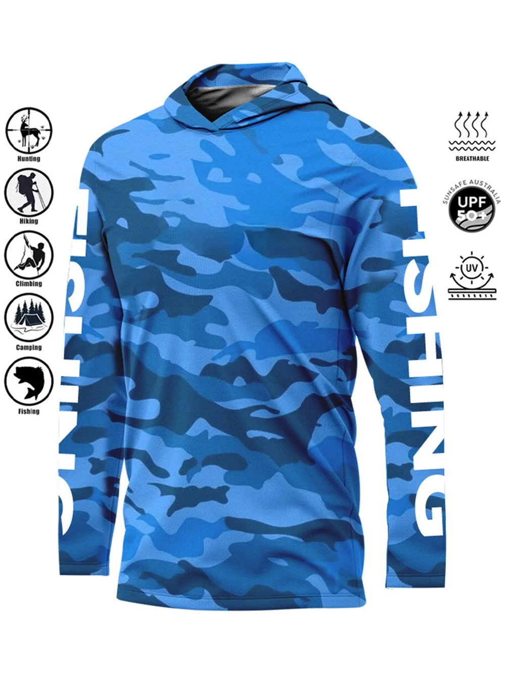 UPF 50+ Uv Protection Quick Dry Fishing Hoodie Shirt