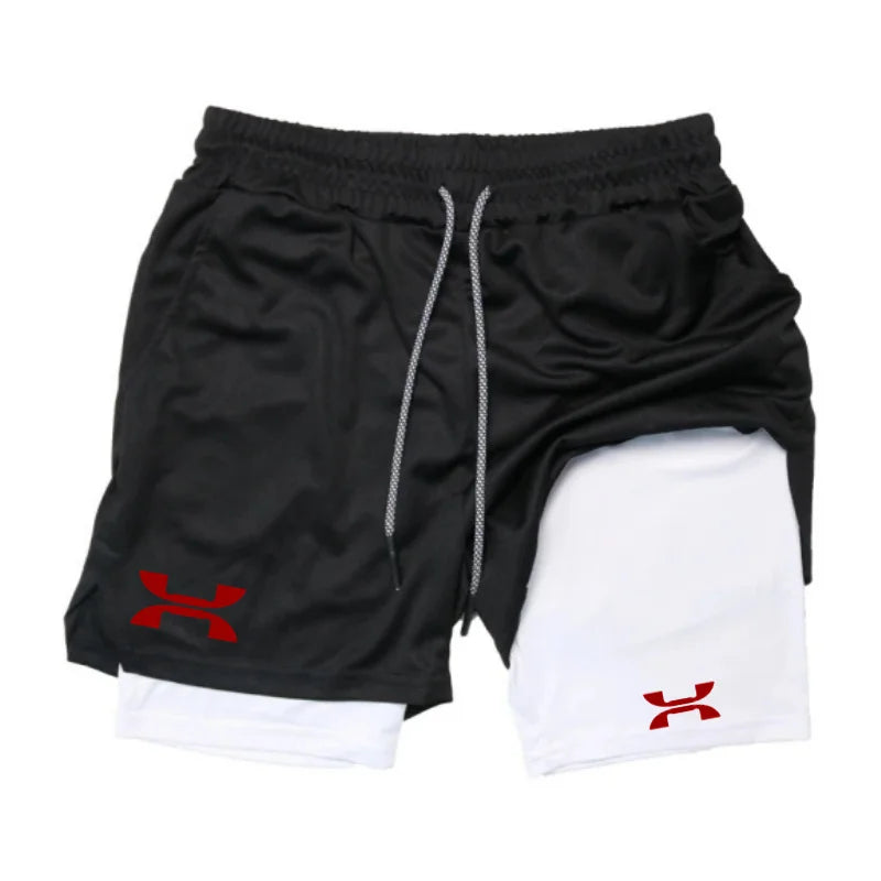 New Design Men's 2 in 1 Double Layer Fitness Shorts