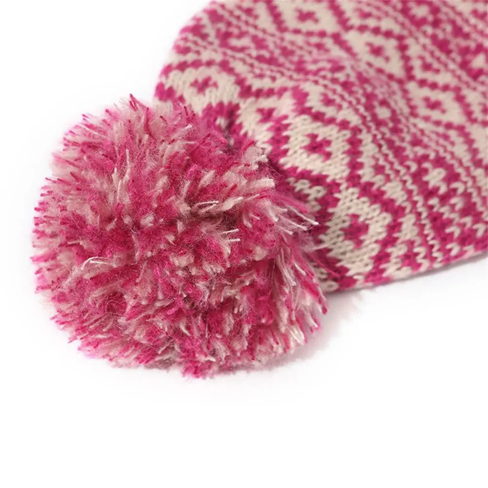 Ski Hat Winter Warm Mens Knitted Beanie Cap Pom Pom Hat