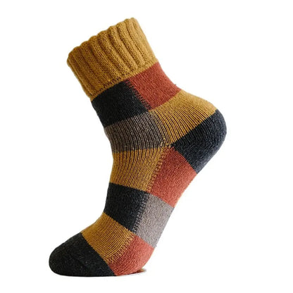 Vintage Lattice Wool Socks Men Winter Thick Warm Plush Socks