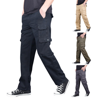 Men's Cargo Pants Fashion Loose Solid Color Straight Cylinder