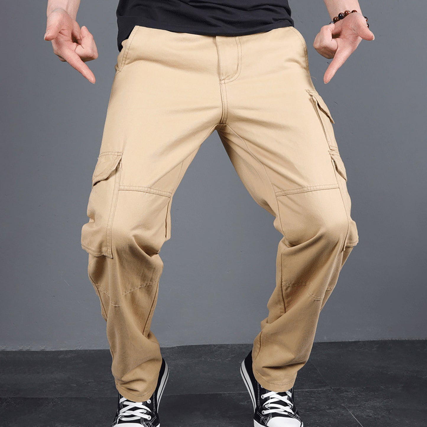 Men's Cargo Pants Fashion Loose Solid Color Straight Cylinder