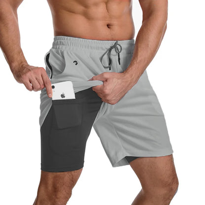 GITF Men's 2-in-1 Fitness Running 7-inch Shorts Quick Drying