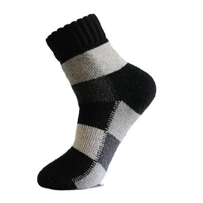 Vintage Lattice Wool Socks Men Winter Thick Warm Plush Socks