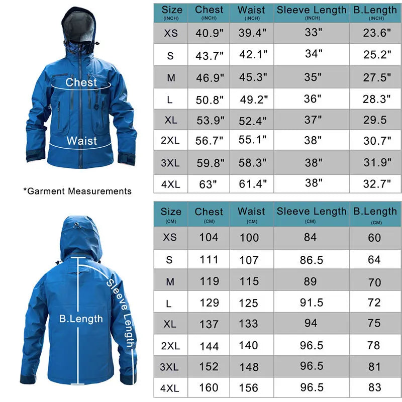 3L Waterproof Breathable Rain Wading Jacket for Hiking