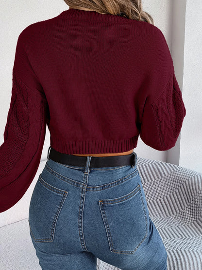 Autumn Winter Solid Short Sweater Casual Pullover Crop Top