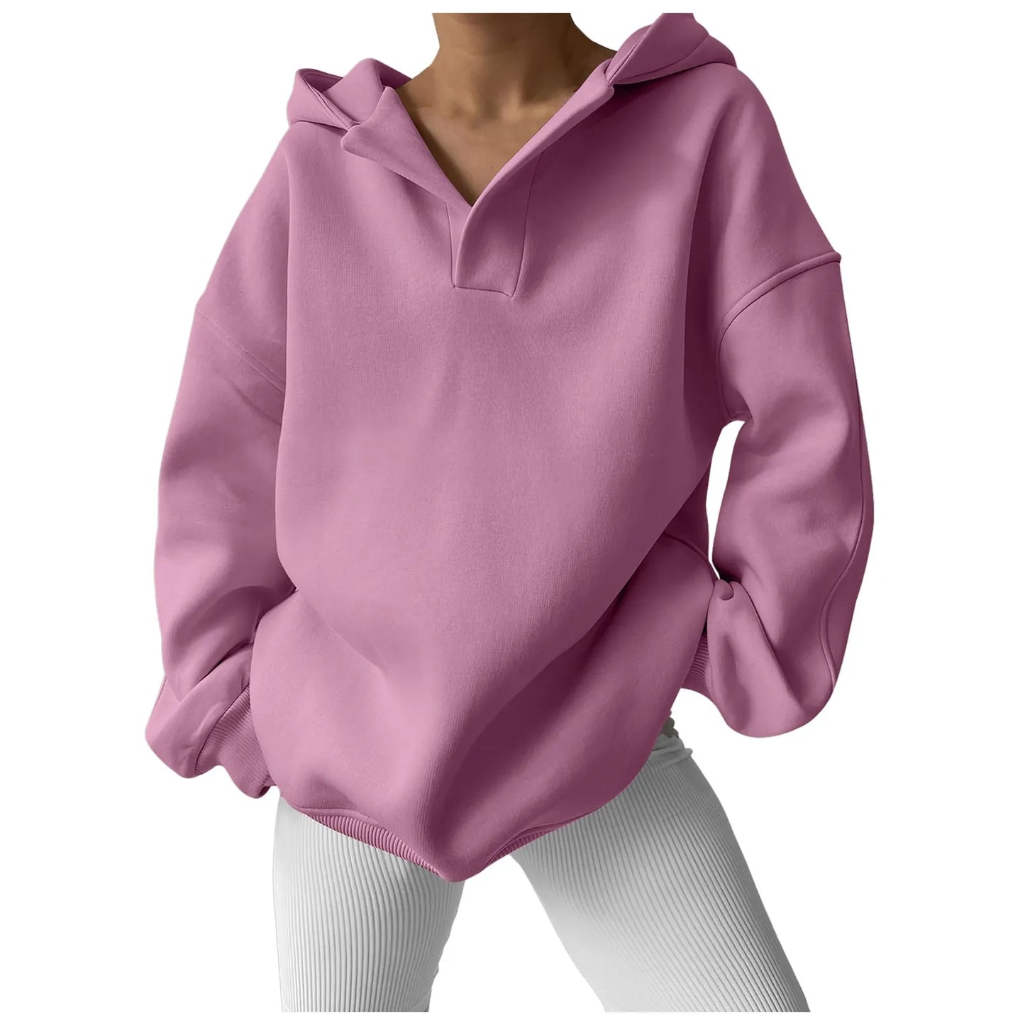 Women'S V Neck Oversized Hoodie With Pocket Fashion Trend