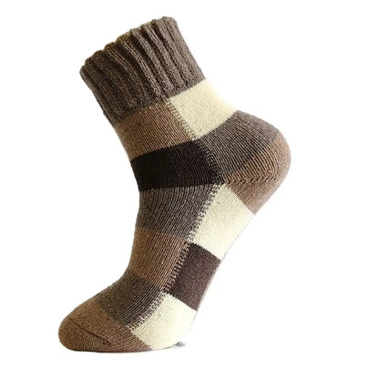 Vintage Lattice Wool Socks Men Winter Thick Warm Plush Socks