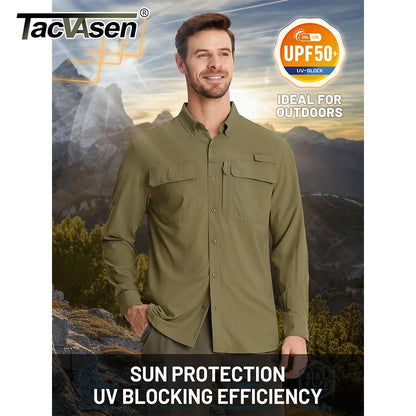 UPF 50+ Sun Protection Fishing Shirts Men's Quick Dry Long Sleeve