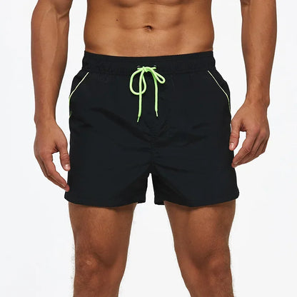 Men Swimming Shorts Summer Swimwear Trunks Quick Dry Zipper Black 4XL